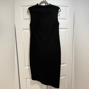 Banana Republic; asymmetrical suiting dress; black